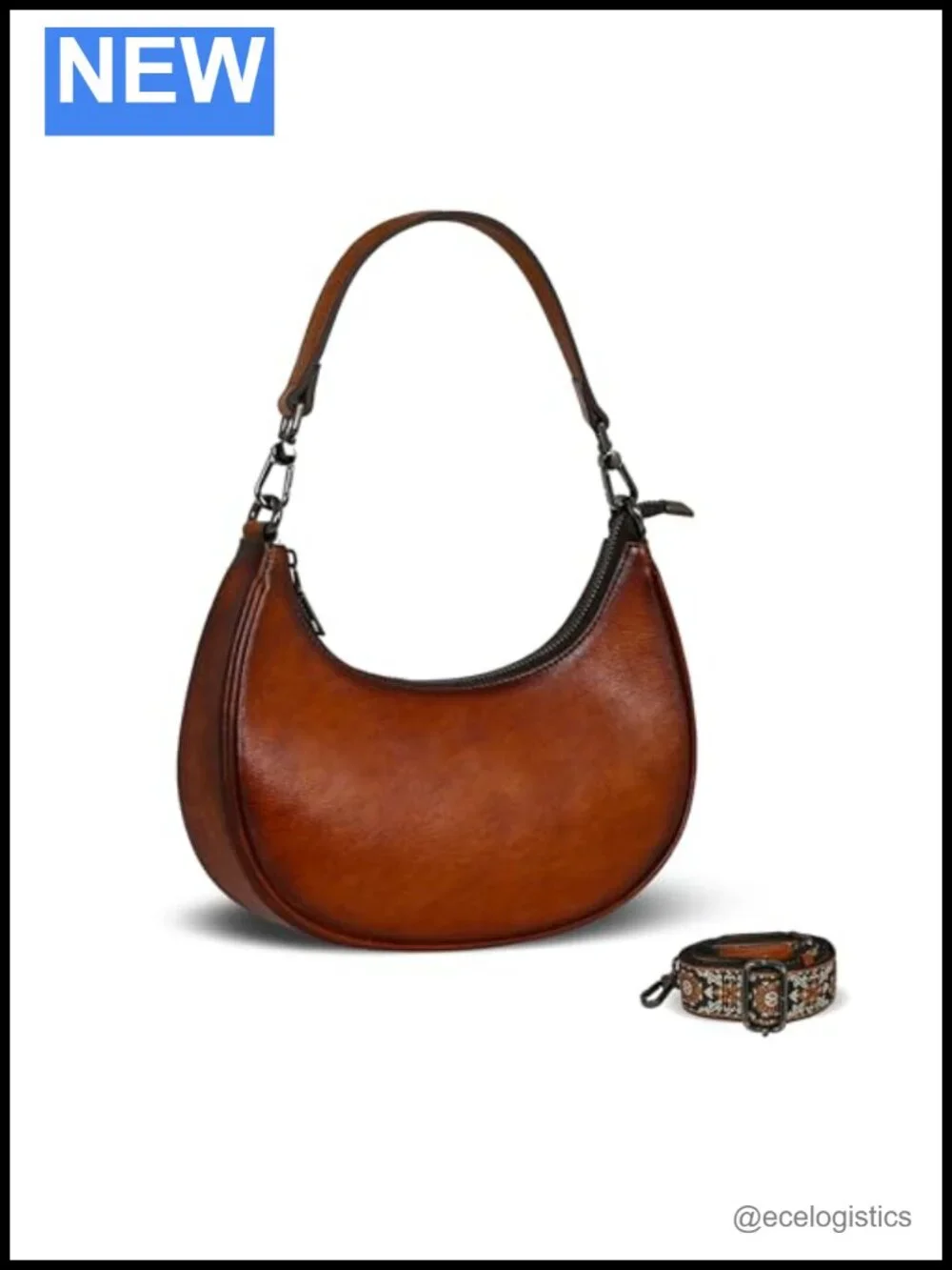 Genuine Leather Hobo Crossbody Bag Women Crescent Purse Shoulder